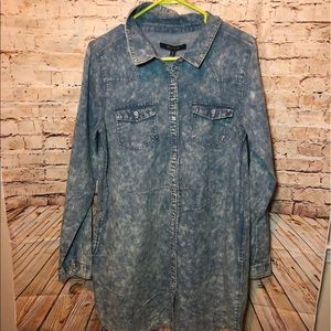 New Look Denim Shirt Dress L Large Acid Wash